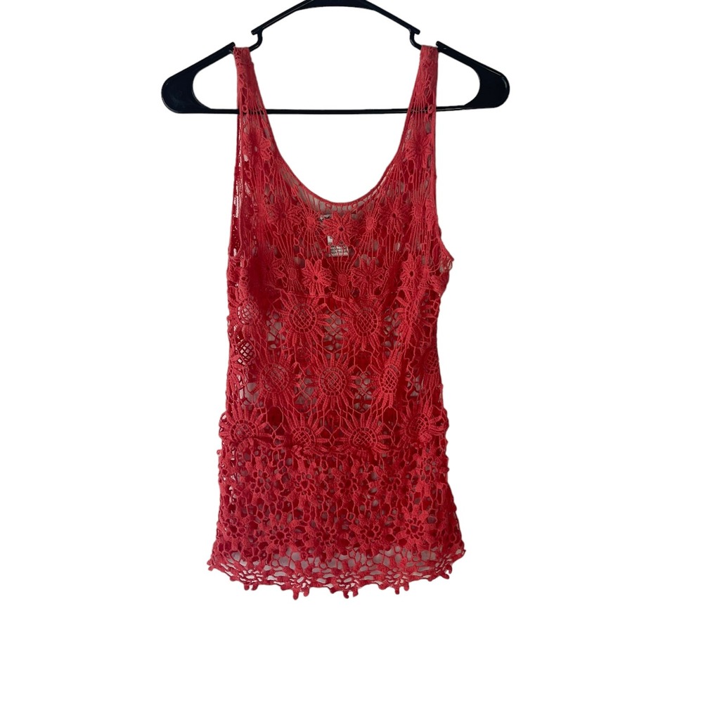 Ultra Pink Women's Size Small‎ Y2k Floral Daisy Crochet Top